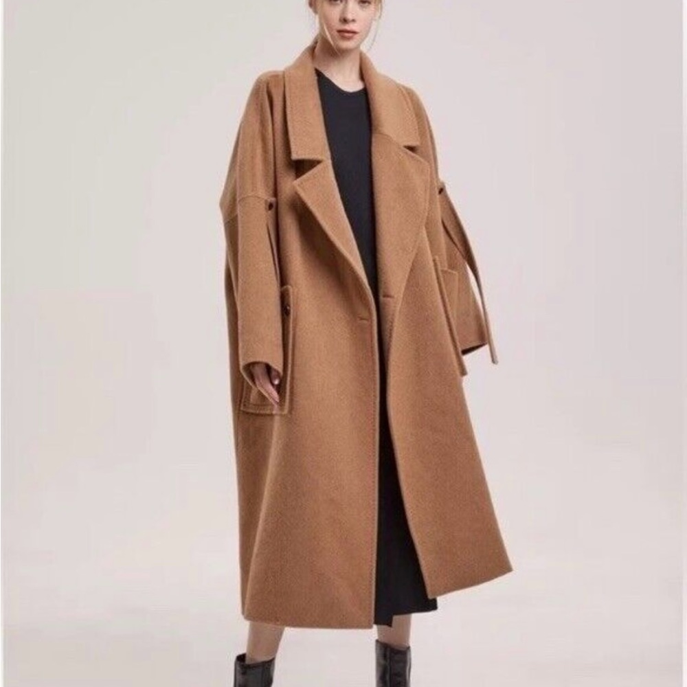 Nap Loungewear Londyn Shawl Collar 100% Merino Wool Coat ( Peach Caramel)